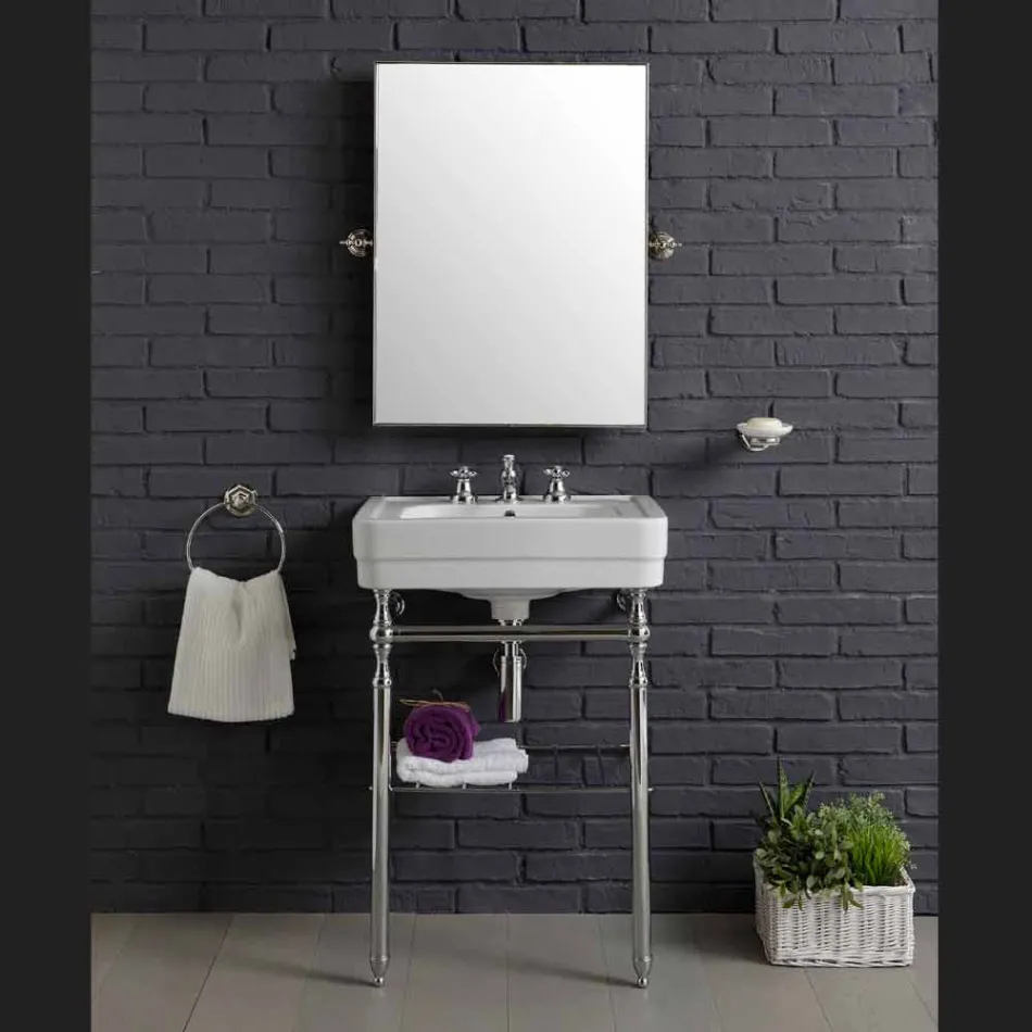 Bathroom furniture composition with washbasin on metallic structure Beauty Viadurini