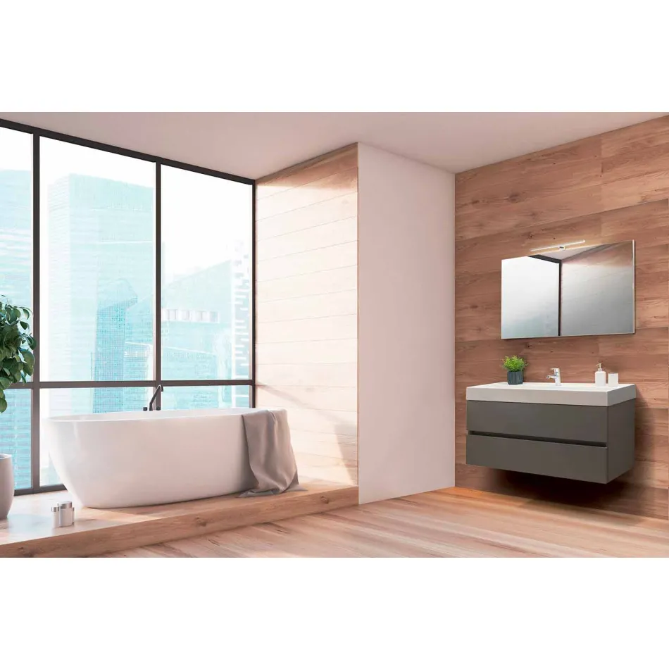 Bathroom Suspended Composition in Fenix Gray - Becky Viadurini