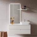 White Bathroom Composition with Mirror and Shelf Made in Italy - Ares