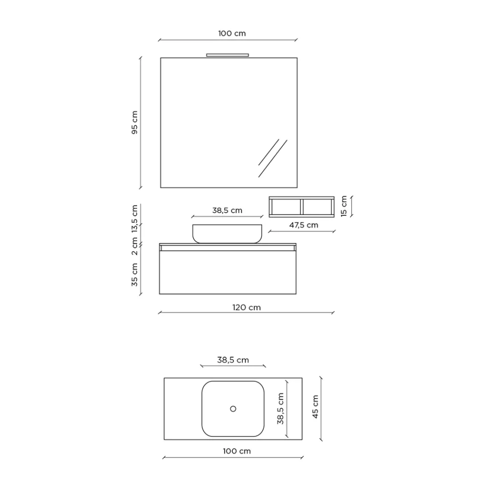 Bathroom Composition Complete with Washbasin, Mirror and Base Made in Italy - Dream Viadurini