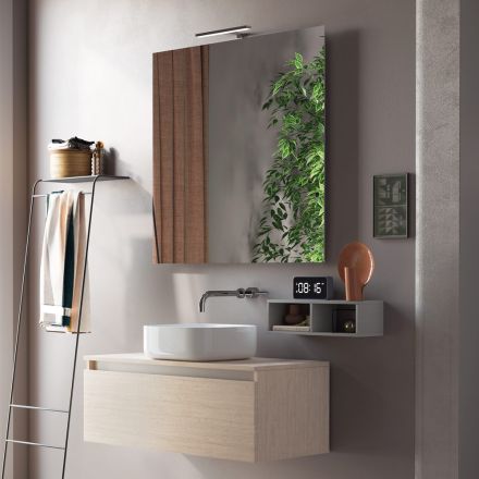 Bathroom Composition Complete with Washbasin, Mirror and Base Made in Italy - Dream Viadurini