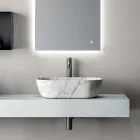 Bathroom Composition Consisting of a Shelf with Sink, Wall Cabinets, and Mirror - Velaria Viadurini