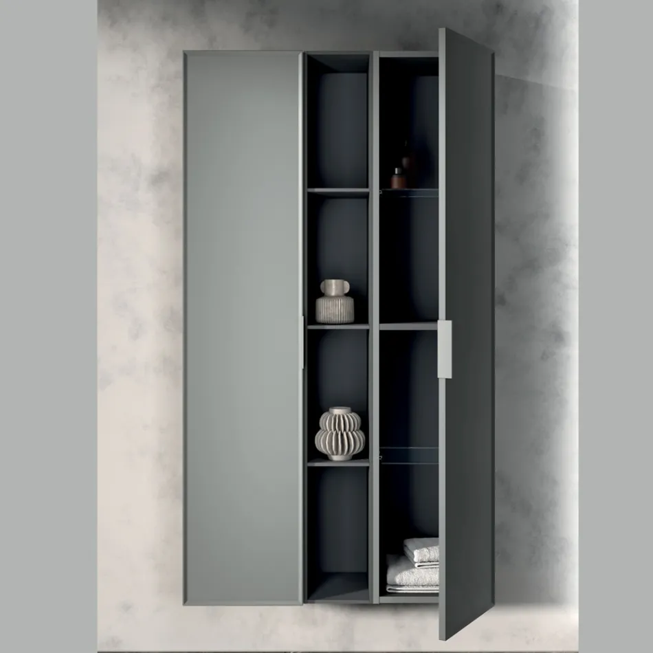 Bathroom Composition Including 1 Base with 1 Drawer, Sink and 2 Columns - Orione Viadurini