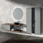 Bathroom Composition Including 1 Base with 1 Drawer, Sink and 2 Columns - Orione Viadurini