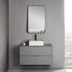 Bathroom Composition Including 1 Base with 2 Drawers, Sink and LED Mirror - Orione Viadurini