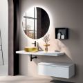 Bathroom Composition Including Base with Drawer, Sink, Mirror and Cube - Orione