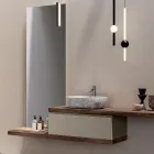 Bathroom Composition with 1 Drawer, 2 Oak Shelves, Sink and Mirror - Titan Viadurini