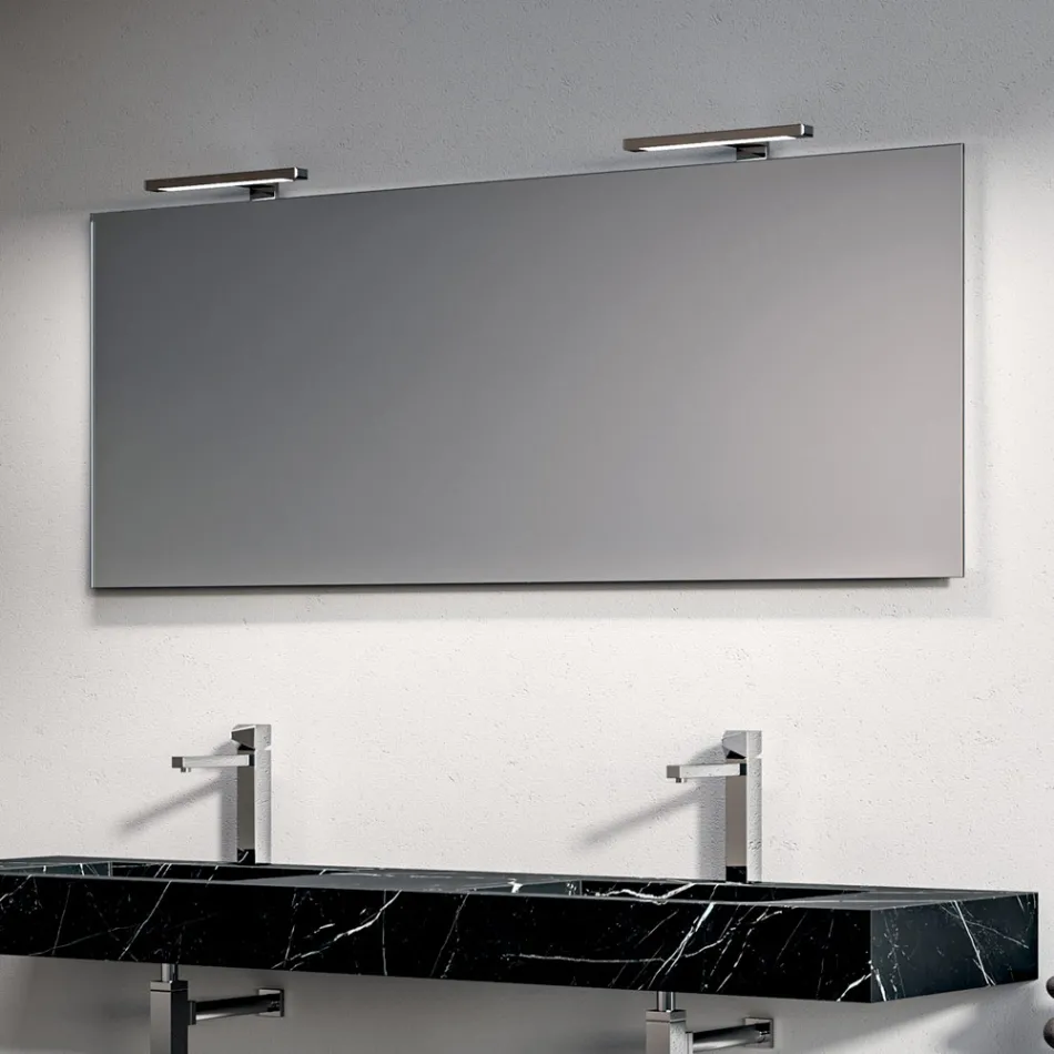 Bathroom Composition with 1 White Drawer, Mirror and Marquina HPL Shelf - Velaria Viadurini