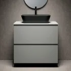 Bathroom Composition with 1 Drawer, Anthracite Resin Sink and Mirror - Titan Viadurini