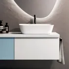 Bathroom Composition with 2 Bases with 1 Drawer Each and Mirror - Titan Viadurini
