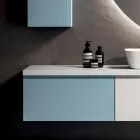 Bathroom Composition with 2 Bases with 1 Drawer Each and Mirror - Titan Viadurini