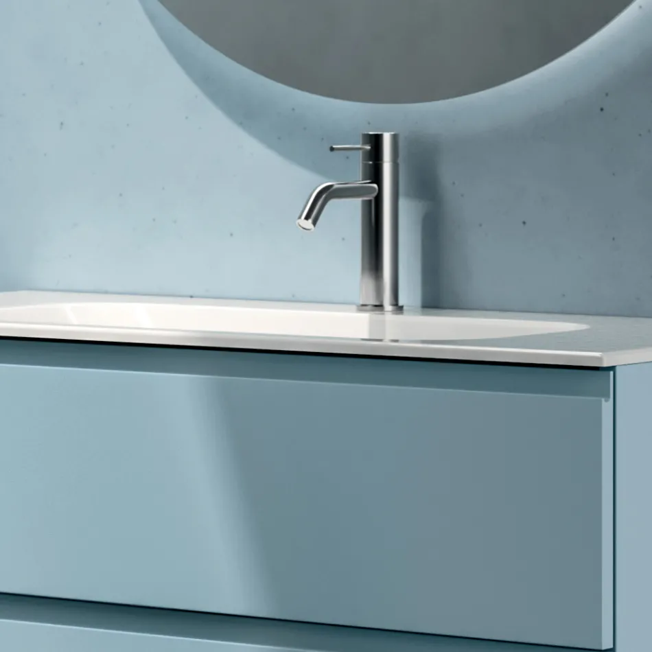 Bathroom Composition with 2 Drawers, 1 Open Compartment and Mirror - Titan Viadurini