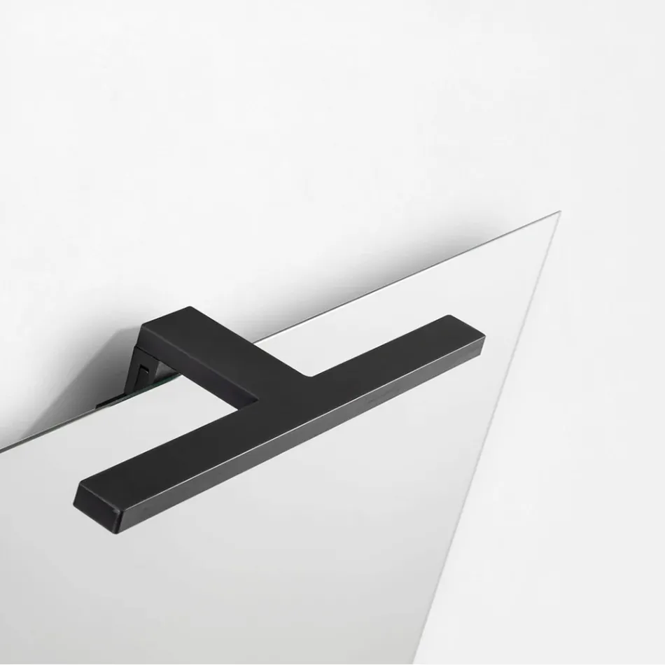 Bathroom Composition with 2 Drawers, Gray Glass Sink and Mirror - Elios Viadurini