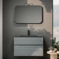 Bathroom Composition with 2 Drawers, Gray Glass Sink and Mirror - Elios