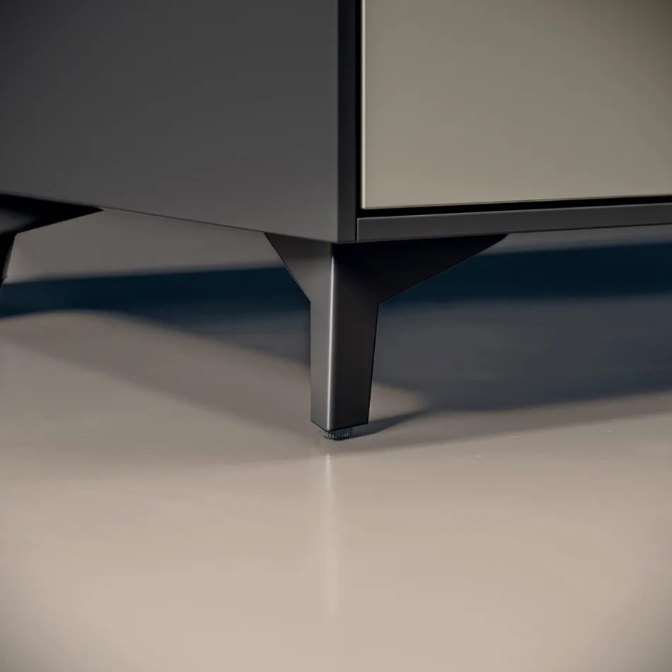 Bathroom Composition with 3 Matte Dove Gray Drawers, Mirror, and Sink - Velaria Viadurini