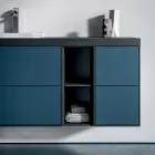 Bathroom Composition with 4 Avio Blue Drawers, Mirror and Sink - Velaria Viadurini