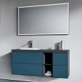 Bathroom Composition with 4 Avio Blue Drawers, Mirror and Sink - Velaria