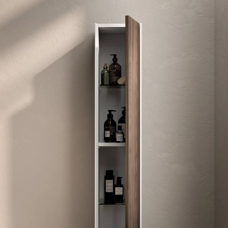 Bathroom Composition with 4 Drawers in Rio Oak, Mirror and Sink - Velaria Viadurini