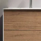 Bathroom Composition with Honey Oak Base, Washbasin and Mirror Made in Italy - Kilos Viadurini