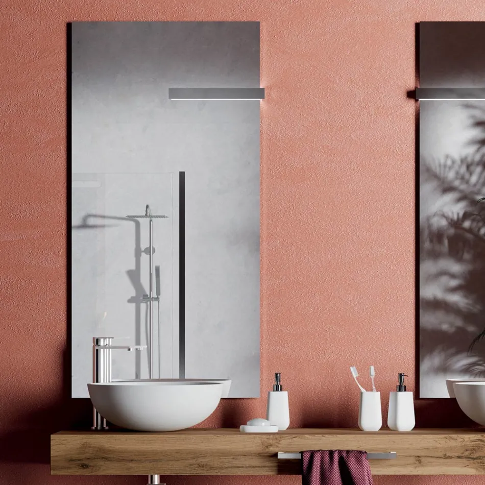 Bathroom Composition with Anti-scratch Bases and Resin Washbasins Made in Italy - Palom Viadurini