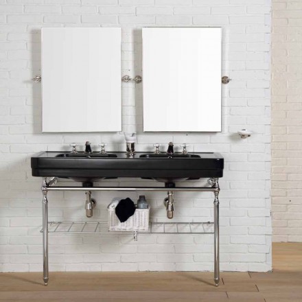 Bathroom composition with double black Double console Viadurini