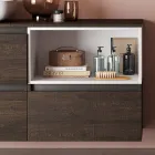 Bathroom Composition with Ceramic Washbasin and Mirror Made in Italy - Dream Viadurini