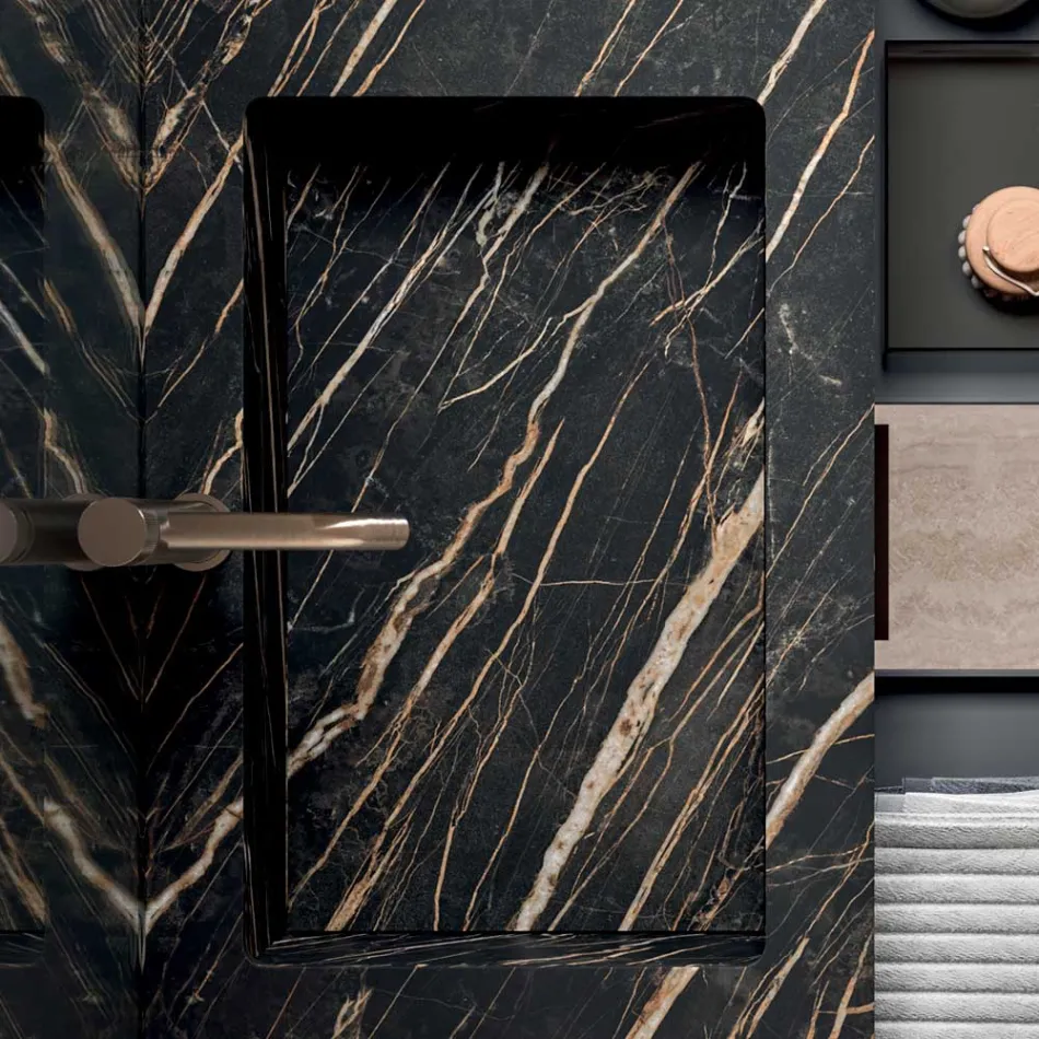 Bathroom Composition with Noir Desir Gres Sink - Orione Viadurini
