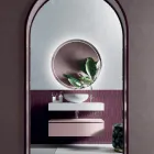 Bathroom Composition with Resin Washbasin and Mirror Made in Italy - Palom Viadurini
