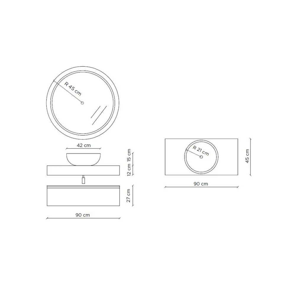 Bathroom Composition with Resin Washbasin and Mirror Made in Italy - Palom Viadurini