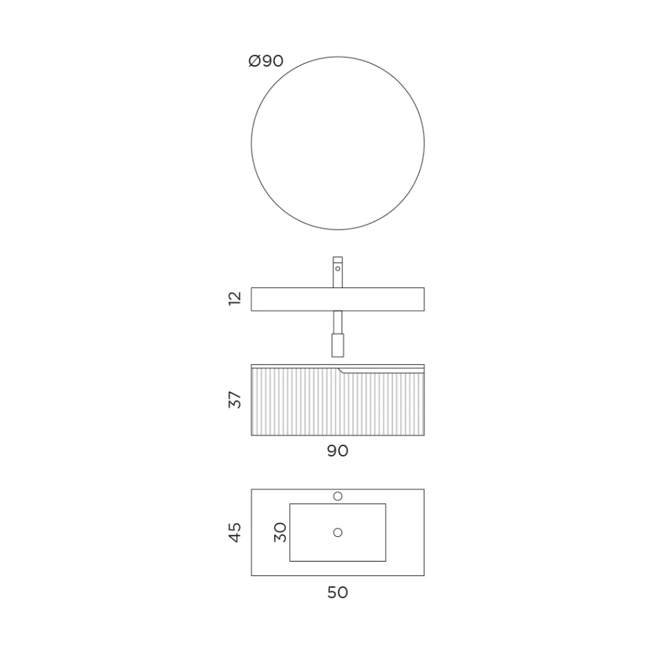 Bathroom composition with Calacatta HPL top Made in Italy - Talassa Viadurini