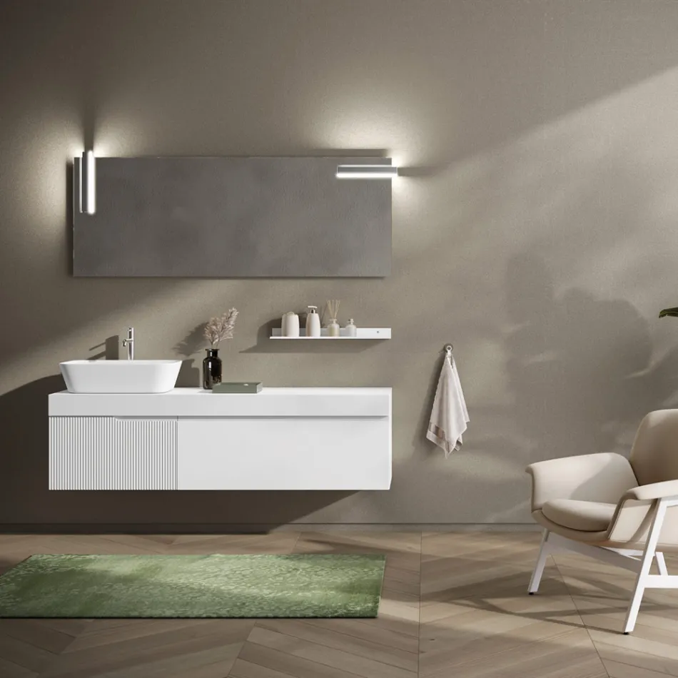 Bathroom Composition with Mirror and Shelf Made in Italy - Erebo Viadurini