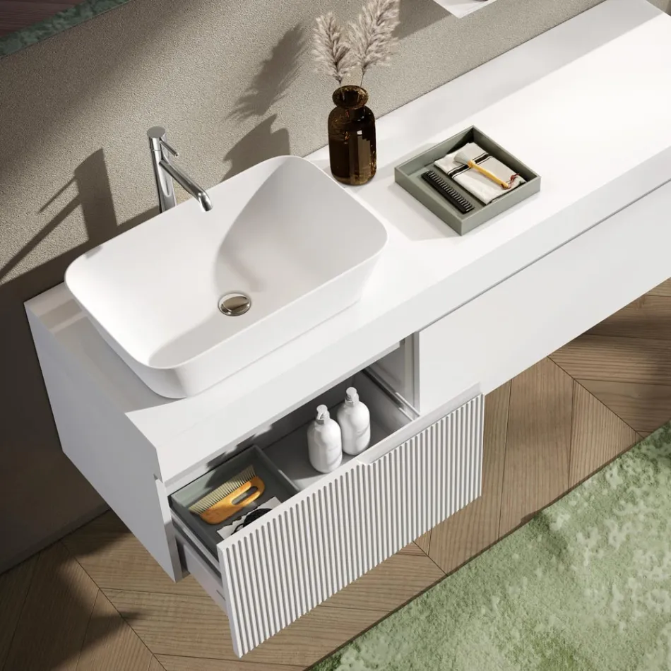 Bathroom Composition with Mirror and Shelf Made in Italy - Erebo Viadurini