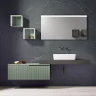 Bathroom Composition with Mirror and Metal Wall Units Made in Italy - Efesto Viadurini