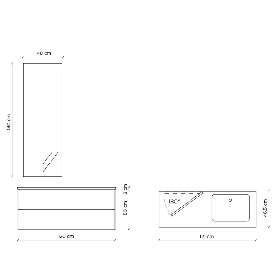 Bathroom Composition with 180° Swivel Mirror, Made in Italy Base and Washbasin - Kilos Viadurini
