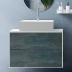 Bathroom Composition with Oval Mirror, Base and Washbasin Made in Italy - Kilos Viadurini