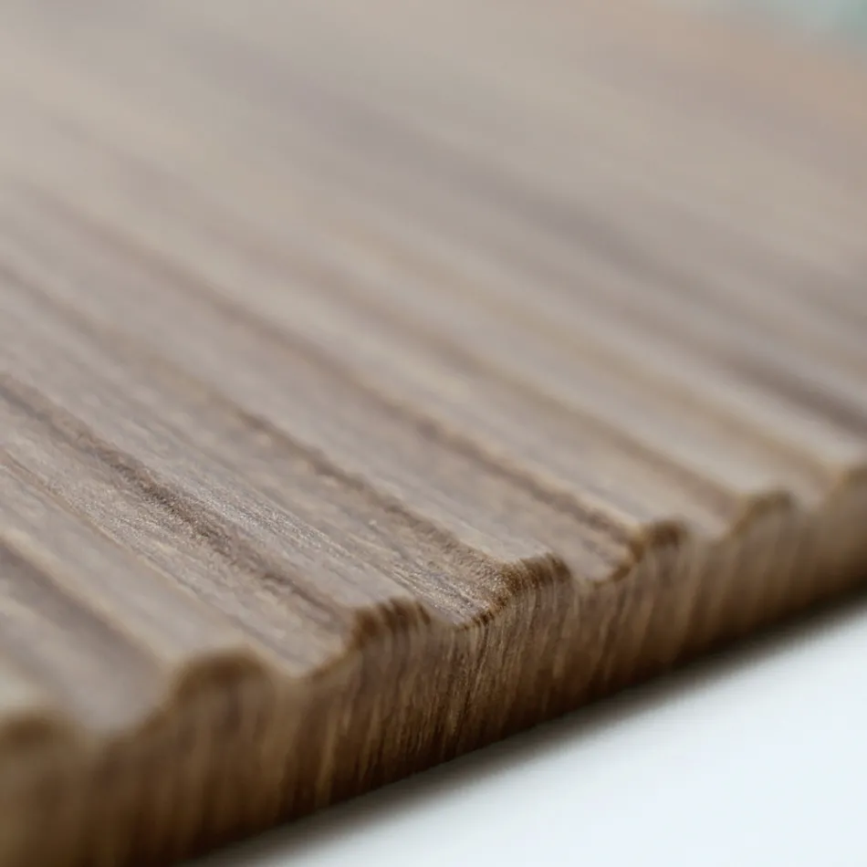 Bathroom composition in ribbed oak and open compartment Made in Italy - Febe Viadurini