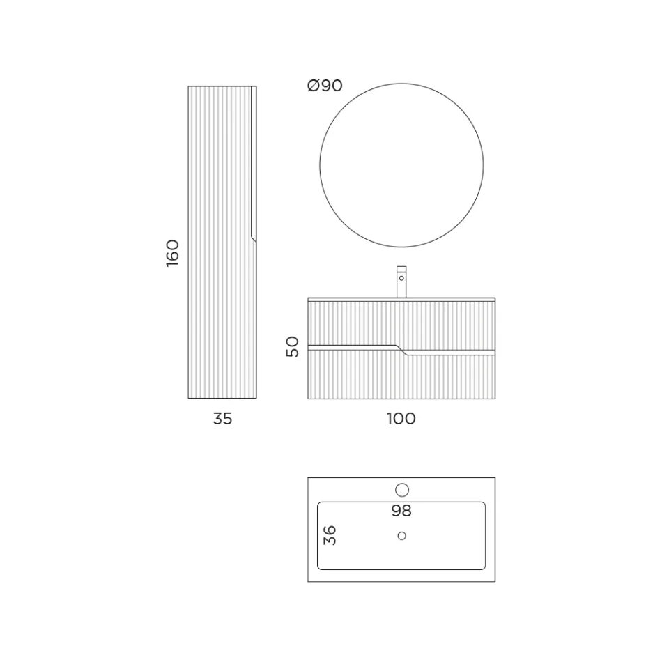 Bathroom Composition in Rio Cannettato Oak Made in Italy - Afrodite Viadurini