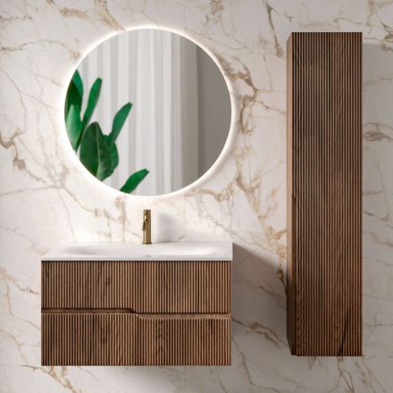 Bathroom Composition in Rio Cannettato Oak Made in Italy - Afrodite Viadurini