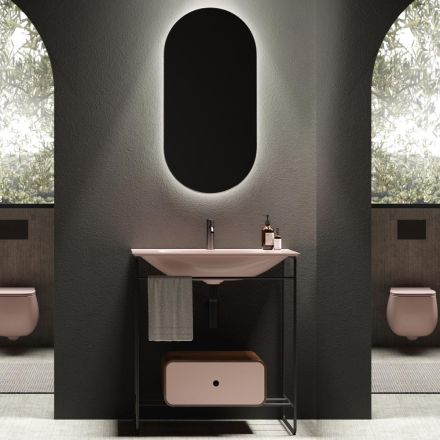 Bathroom Composition Washbasin in Ceramic and Mirror Made in Italy - Chantal Viadurini