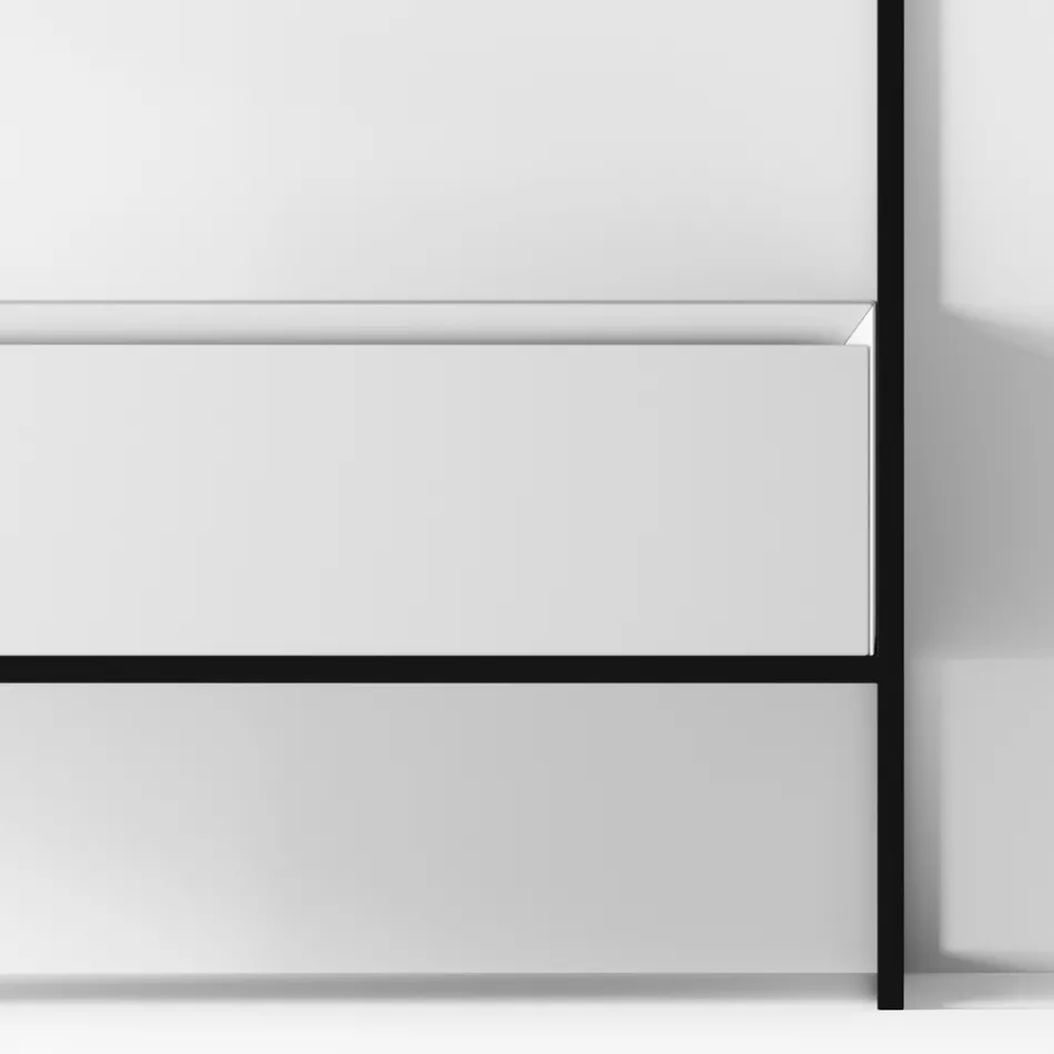 Bathroom Composition Washbasin in Ceramic and Mirror Made in Italy - Hoscar Viadurini