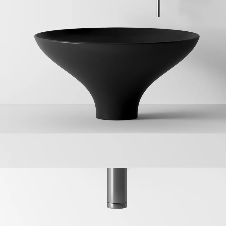 Bathroom Composition Washbasin in Ceramic and Mirror Made in Italy - Hoscar Viadurini