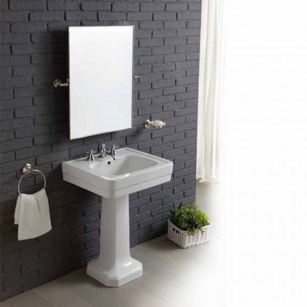Ania white ceramic column washbasin composition Viadurini