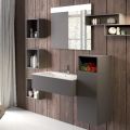 Suspended bathroom composition in smoke gray fenix made in Italy, Naples