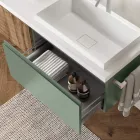 Sage Green and Cannettato Oak Bathroom Composition Made in Italy - Uranus Viadurini