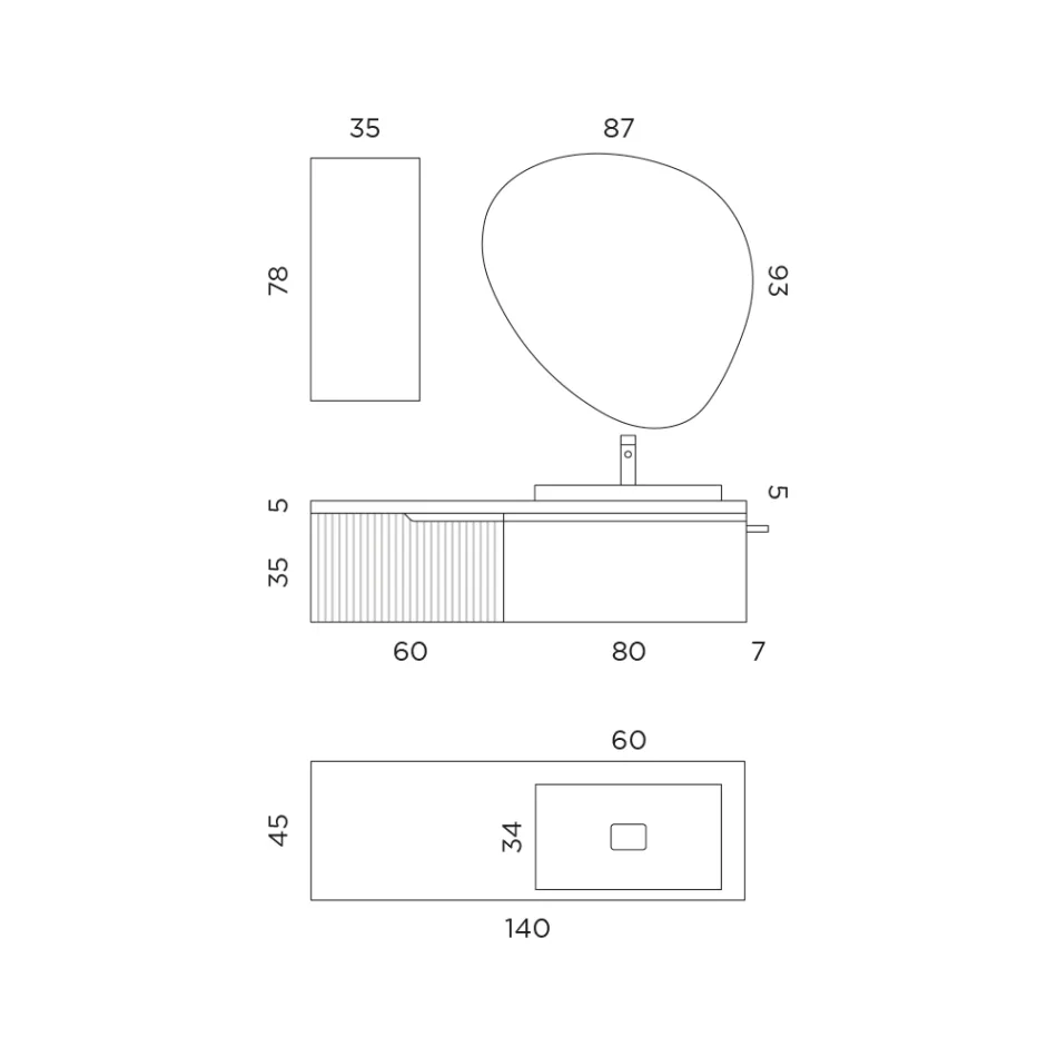 Sage Green and Cannettato Oak Bathroom Composition Made in Italy - Uranus Viadurini