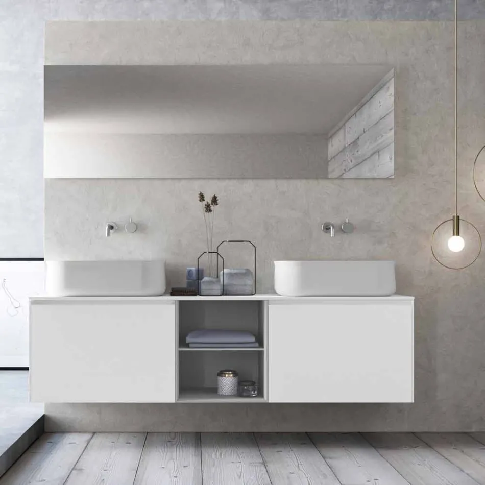Modern Design Suspension Bathroom Composition Made in Italy - Callisi14 Viadurini