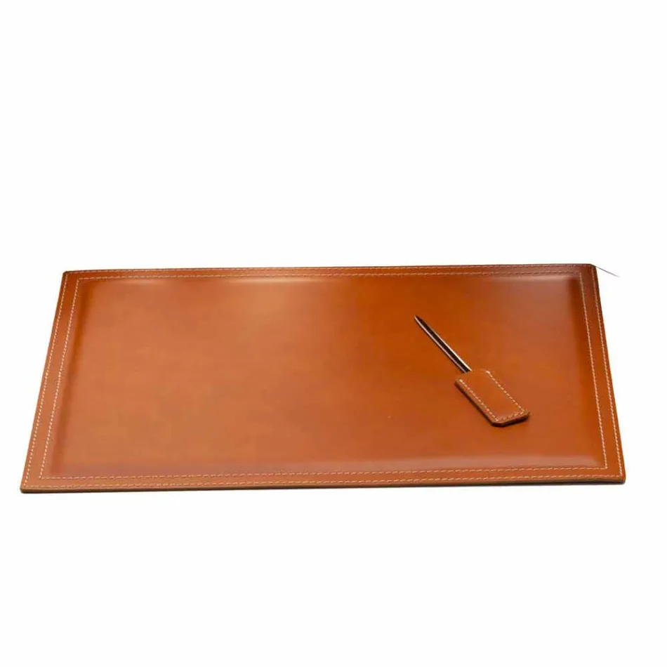 Modern Design Office Composition in Leather Made in Italy - Giulio Viadurini