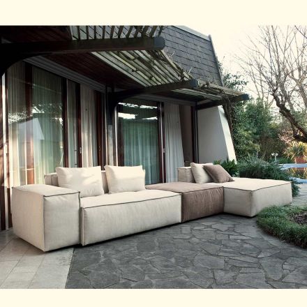 Composition of 1 Pouf with Backrest, 1 Pouf and 1 Peninsula - Bizarre Viadurini