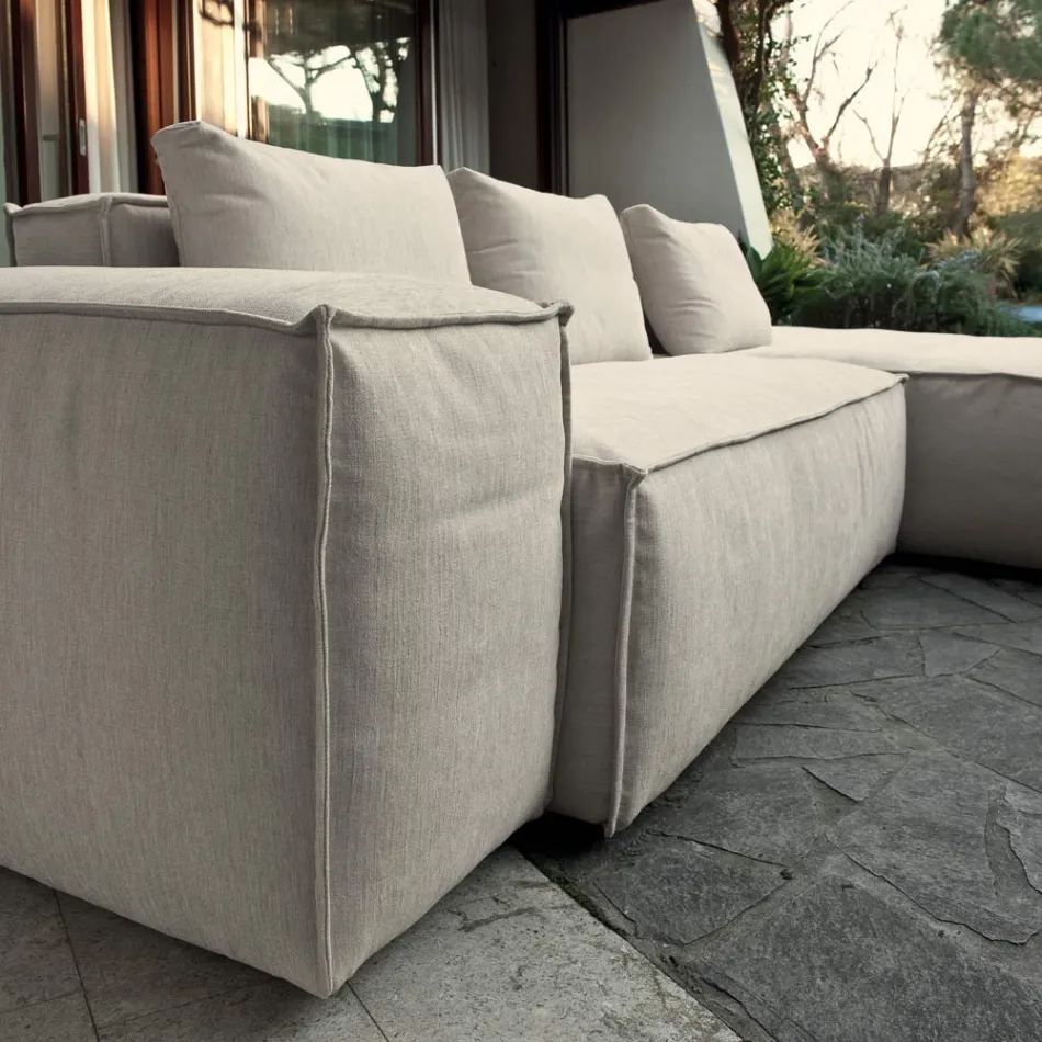 Composition of 1 Pouf with Backrest, 1 Pouf and 1 Peninsula - Bizarre Viadurini