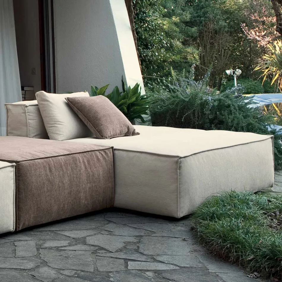 Composition of 1 Pouf with Backrest, 1 Pouf and 1 Peninsula - Bizarre Viadurini